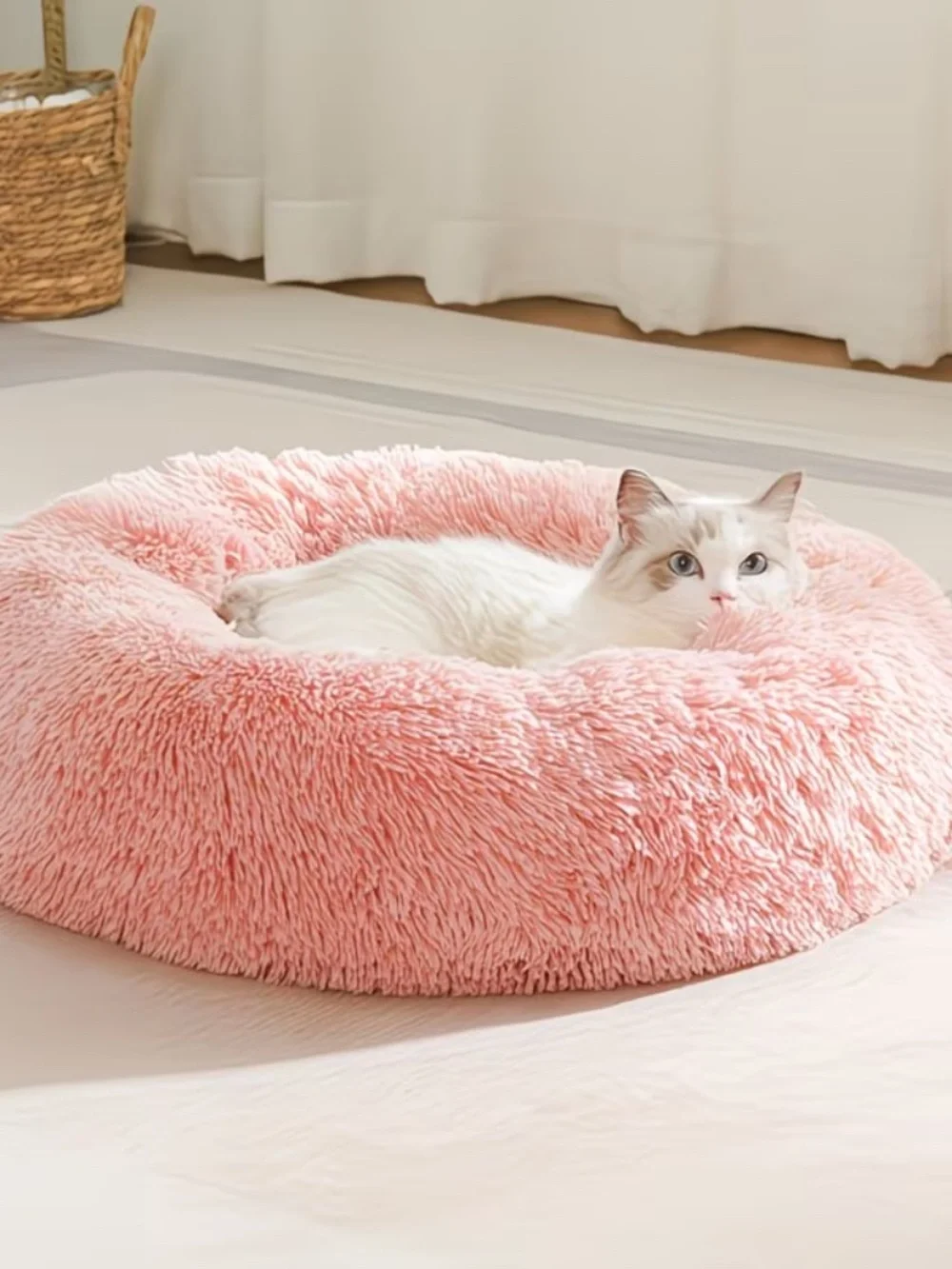 Pink Donut Pet Bed Cozy Soft Medium